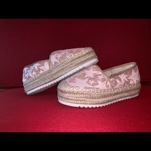 NWOT Pink Espadrille Sneaker w/ Pink Glitter Stars